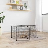 VidaXL Cușcă animale de companie cu ușă, 8 panouri, negru 35x35cm oțel