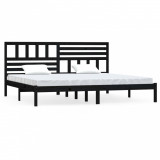 Cadru de pat Super King 6FT, negru, 180x200 cm, lemn masiv pin