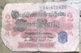 BNKSTR01DE Bancnotă Germania Imperială (WWI) - 2 Mark 1914, Darlehnskassenschein, varianta cu sigiliu albastru