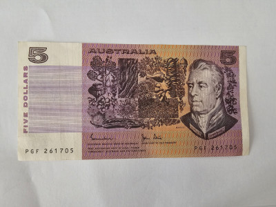 Australia 5 Dollars 1985 Noua,Rara foto