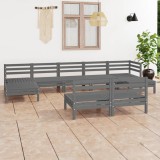 Gossi set mobilier de gradina, 9 piese, gri, lemn masiv de pin