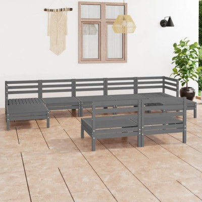 Gossi set mobilier de gradina, 9 piese, gri, lemn masiv de pin foto