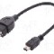 Cablu USB A mama la mini USB B tata, OTG, 0.2m, negru, ASSMANN, AK-300310-002-S, T145528