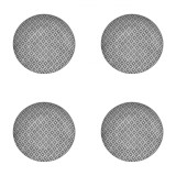Set Farfurii 4 piese pentru Fructe, din Portelan Alb, Model Gri, diametru 19.6 cm