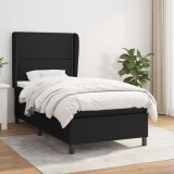 VidaXL Pat box spring cu saltea, negru, 90x190 cm, textil