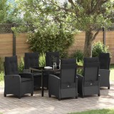 VidaXL Set de dining pentru grădină cu 7 piese și perne - Negru din ratan sintetic