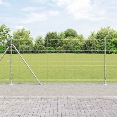 Gard pentru c&amp;acirc;mp Argintiu 25 x 1.2 m Oțel galvanizat foto