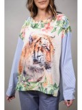 Cumpara ieftin BLUZA COMBINATA CAMASA CU PRINT CAPRICE TALIE UNICA Animal Print