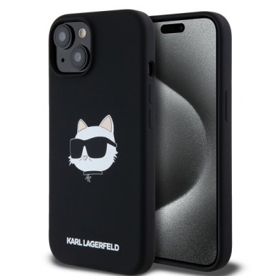 Husa pentru iPhone 15 / iPhone 14 / iPhone 13 - Karl Lagerfeld Silicone MagSafe (KLHMP15SSCHPPLK) - Choupette Head foto