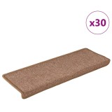 Cumpara ieftin Covorase pentru scari, 30 buc., 65x21x4 cm, maro, cu margini dreptunghiulare