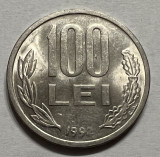 100 Lei 1992 Romania, UNC, varianta &quot;99&quot; cu codita dreapta