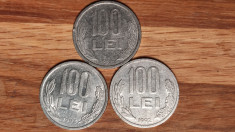 Lot Romania 3 monede 100 lei ani diferiti - 1992 1993 1994 - Mihai Viteazul foto