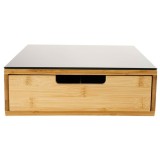 Suport capsule cafea 5Five Blackbamboo, cu sertar, bambus si sticla, 30x30x10 cm, natur si negru Household NewTrend