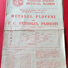 Program meci fotbal "METALUL" PLOPENI - PETROLUL PLOIESTI (18.04.1982)