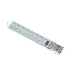 Lampa USB cu 8 LED-uri, portabila, pentru citit, laptop, carcasa transparenta, 9.5 cm