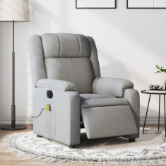 vidaXL Fotoliu electric de masaj rabatabil, gri deschis, microfibra foto
