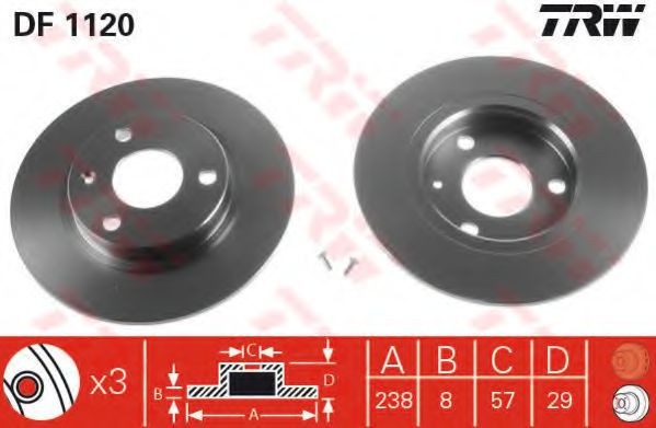 Disc frana PEUGEOT 106 I (1A, 1C) (1991 - 1996) TRW DF1120