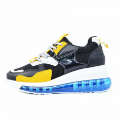 Sneakers Dama MBrands cu talpa flexibila, negru cu talpa albastra - 39