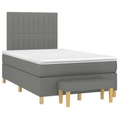 vidaXL Pat box spring cu saltea, gri &icirc;nchis, 120x190 cm, textil 3270419