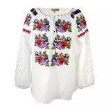 Cumpara ieftin Bluza Alba cu Motiv Floral Multicolor - BMG178