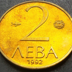 Moneda 2 LEVA - BULGARIA, anul 1992 *cod 1940 A = UNC LUCIU