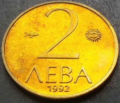 Moneda 2 LEVA - BULGARIA, anul 1992 *cod 1940 A = UNC LUCIU foto