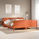 VidaXL Pat cu bibliotecă fără saltea maro 180x200 cm lemn masiv de pin 3323058