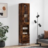 Cumpara ieftin Dulap &icirc;nalt, stejar fumuriu, 34,5x34x180 cm, lemn prelucrat