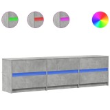 Cumpara ieftin Dulap TV cu LED, gri beton, 180x34x50 cm, lemn prelucrat