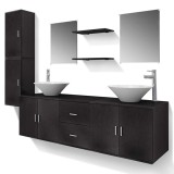Set mobilier baie 11 piese, chiuvete si robinete incluse, negru