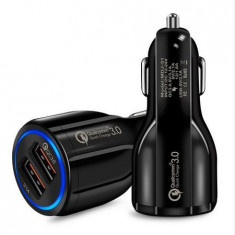 Incarcator Auto Qualcomm Quick Charge 3.0, Dual USB– Negru