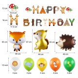 Cumpara ieftin Set 24 piese, baloane si banner Happy Birthday cu motiv animale de padure, folie, latex, carton, multicolor