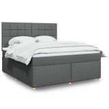 VidaXL Pat box spring cu saltea, gri &icirc;nchis, 180x200 cm, textil 3291360