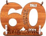 Decoratiune aniversara pentru 60 de ani LIGHTNETSEE, lemn, maro, 29 x 18,5 cm