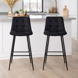 Cumpara ieftin Set 2 scaune de bucatarie/bar, Artool, Arceto, catifea neagra, picioare metal negru, 43.5x32.5x104 cm