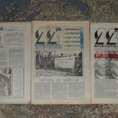 ziar ,revista 22, anul II,1991,3 numere ,ziare dupa Revolutie anii 90