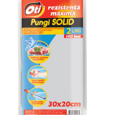 Set 100 Pungi Alimentare OTI SOLID 1 Kg, 300x200 mm, Punga din Plastic pentru Congelarea Alimentelor