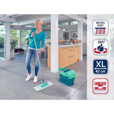 Leifheit Set mop pentru pardoseală Profi cu cărucior, XL, verde, 55096 foto