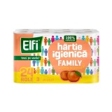 Hartie igienica Elfi Family piersica, 3 straturi, 24 role