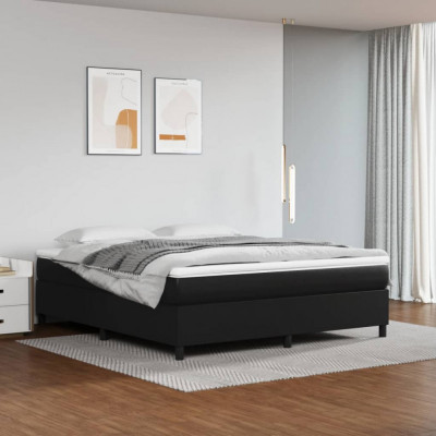 vidaXL Cadru de pat box spring, negru, 160x200 cm, piele ecologică foto