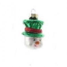 Decoratiune pentru brad - Figure Glass - Snowman Green Hat - Om De Zapada Cu Palarie Verde | Kaemingk