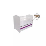 Cumpara ieftin Patut Eurogloria Como cu sertar - Alb cu Violet + Saltea Cocos 10 cm