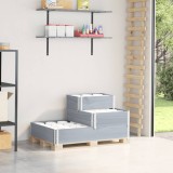 VidaXL Strat &icirc;nălțat cu 3 niveluri, gri, 120x80 cm, lemn masiv pin