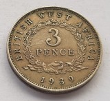 96. Moneda Africa de Vest Britanica 3 pence 1939 (-H-Monetaria Heaton)