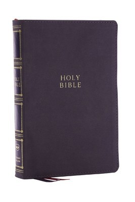 Nkjv, Compact Center-Column Reference Bible, Leathersoft, Gray, Red Letter, Thumb Indexed, Comfort Print