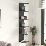 Raft de perete Surahammar negru, 6 polite, 180x35x32 cm