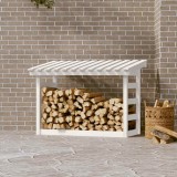 vidaXL Rastel Lemne Foc Alb 108x64.5x78cm Lemn Masiv Pin Depozit Interior Exterior Uscare