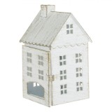 Felinar Metalic, Model Casă, Culoare Alb Auriu, Dimensiuni 9x9x16.2cm