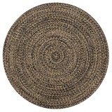 Gossi covor manual, negru si natural, 120 cm, iuta