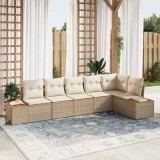 vidaXL Set de canapele pentru grădină cu pernă 6 pcs bej și crem